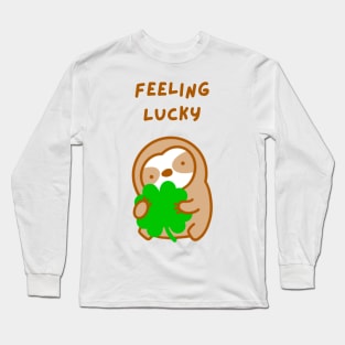 Feeling Lucky Clover Sloth Long Sleeve T-Shirt